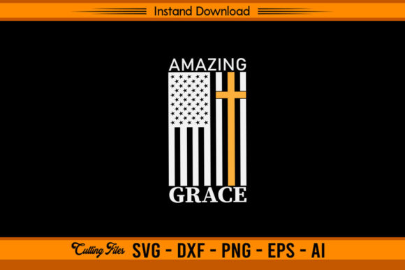 Christian Cross US Flag Amazing Grace for Designers
