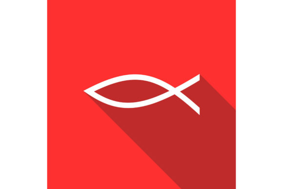 Christian Fish Symbol Icon, Flat Style: A Modern Take on an Ancient Faith Symbol
